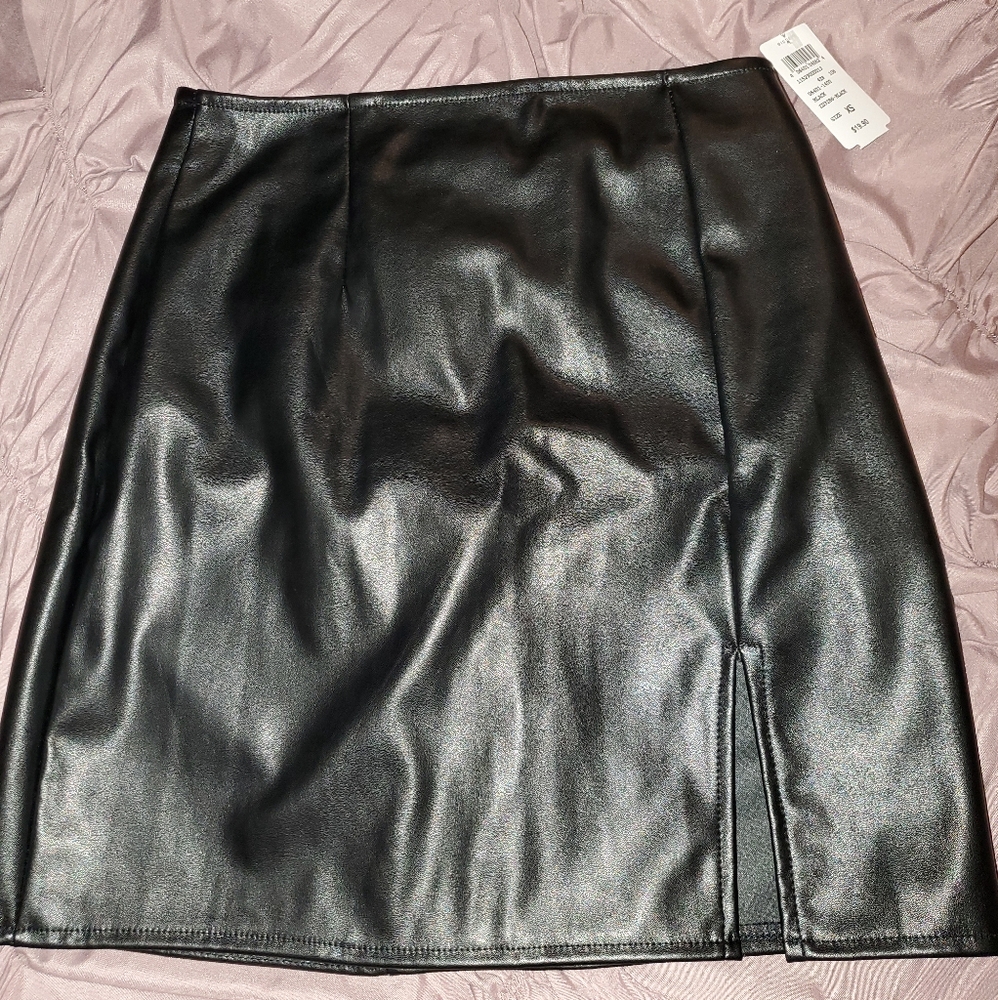 Leather mini skirt
